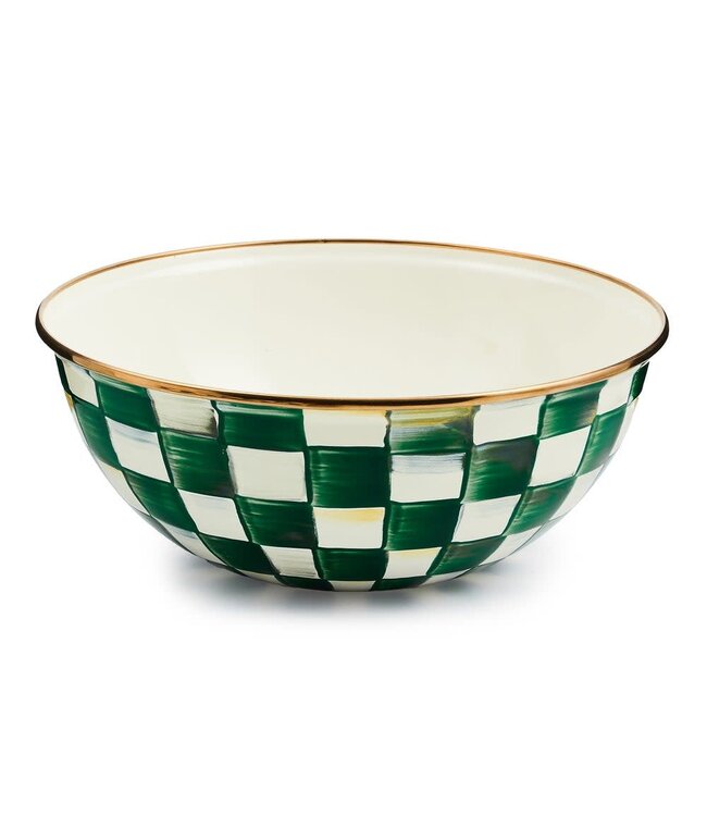 MACKENZIE CHILDS Emerald Check Enamel Everyday Bowl
