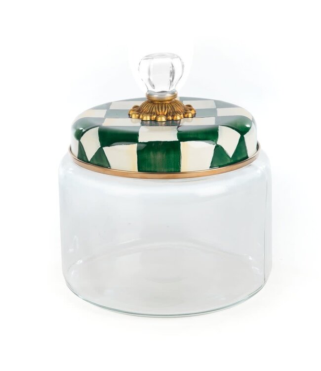 MACKENZIE CHILDS Emerald Check Medium Kitchen Canister