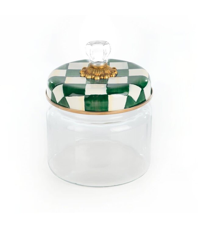 MACKENZIE CHILDS Emerald Check Small Kitchen Canister