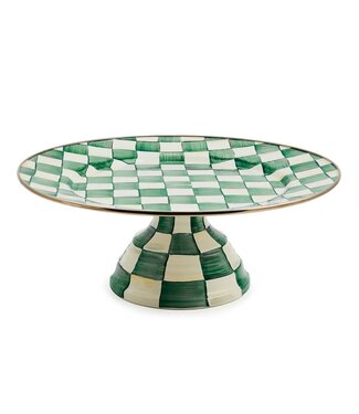 MACKENZIE CHILDS Emerald Check Large Pedestal Platter
