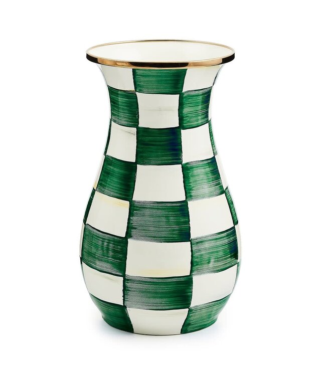 MACKENZIE CHILDS Emerald Check Tall Vase