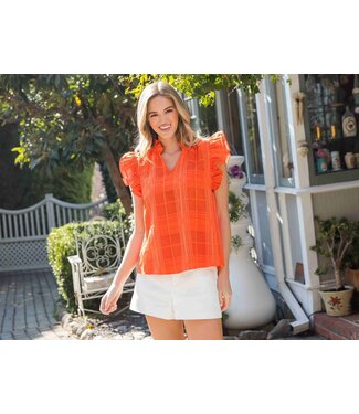 Hannah Flutter Sleeve Gingham Top