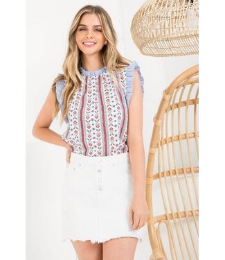 Naomi Print Ruffle Sleeve Top