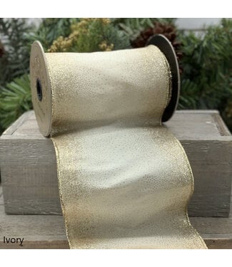 5" x 10yds Faux Dupion Starburst Glitter - Ivory