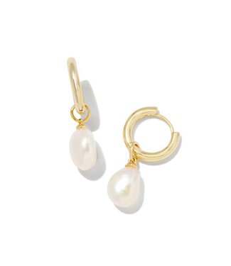 KENDRA SCOTT Willa Pearl Huggie Earrings White Pearl