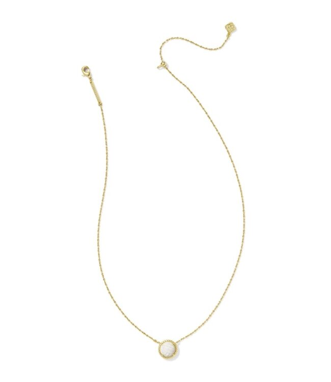 KENDRA SCOTT Volleyball Short Pendant Necklace Gold White Mother Of Pearl