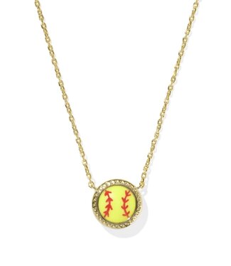 KENDRA SCOTT Softball Short Pendant Necklace Gold Chartreuse Magnesite