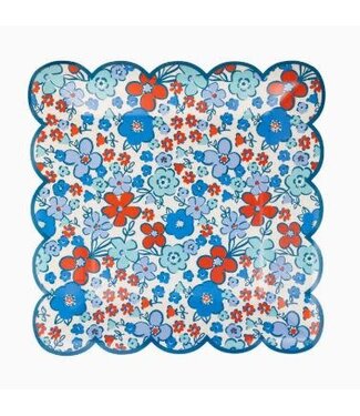 Scalloped Square Paper Plates Floral Americana