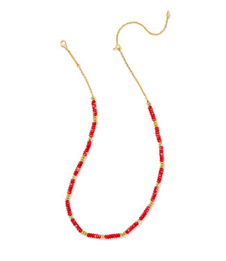 KENDRA SCOTT Deliah Strand Necklace - Gold Red Mother of Pearl
