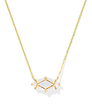 KENDRA SCOTT Lindy Rae Elisa Pendant Necklace - Gold White Opalite Crystal