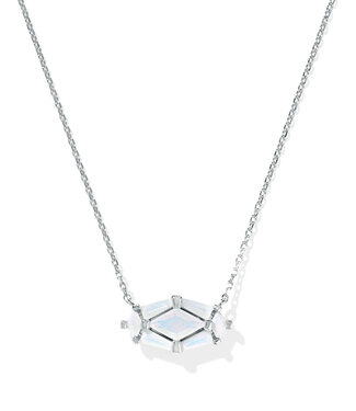 KENDRA SCOTT Lindy Rae Elisa Pendant Necklace - Silver White Opalite Crystal