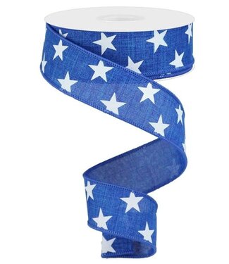 1.5" x 10yd Stars On Royal Ribbon