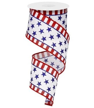 2.5" x 10yd Stars And Stripes On Diagonal Ribbon