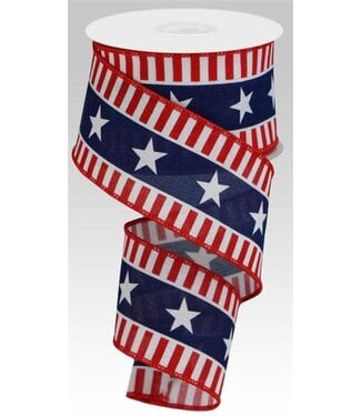 2.5" x 10yd Bold Stars/Stripes/Faux Ryl Ribbon