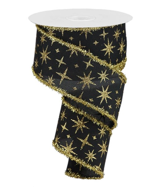 2.5"X10yd Retro Stars/Tinsel Ribbon