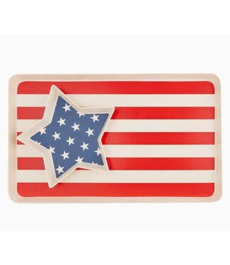 American Flag Stacked Reusable Bamboo Serving Tray Set