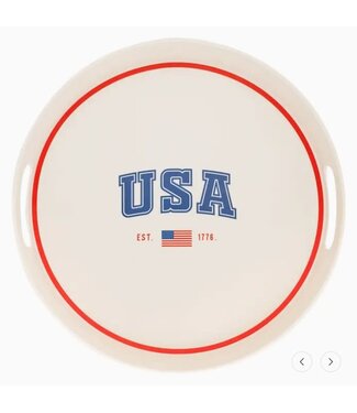 USA Round Reusable Bamboo Serving Tray