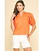 Ivy Short Sleeve V-Neck Woven Top