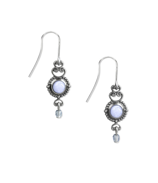SILVER FOREST Silver & Blue Lace Agate Filigree Earrings