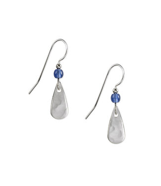 SILVER FOREST Blue Bead Silver Teardrop Earrings