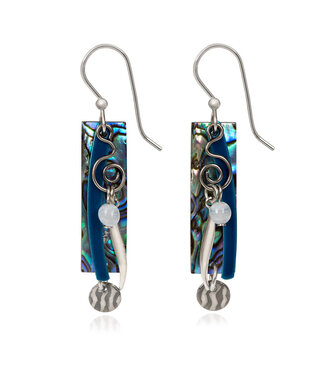 SILVER FOREST Rectangle Shell with Coil Drop Earrings