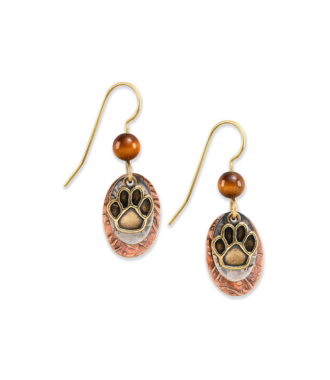 SILVER FOREST Paw Print Earrings