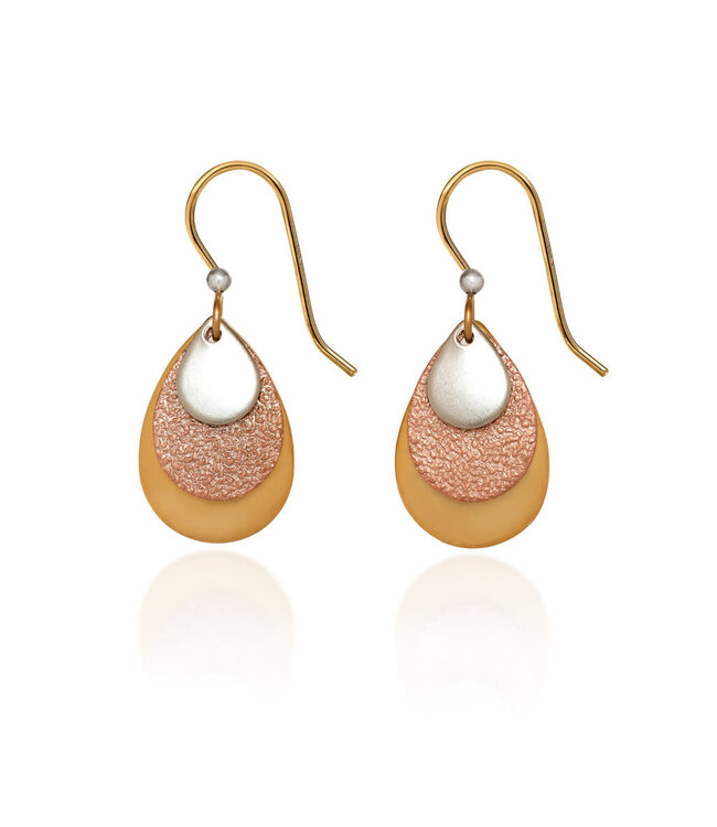 SILVER FOREST Layered Triple Teardrop Mixed‑Metal Earrings
