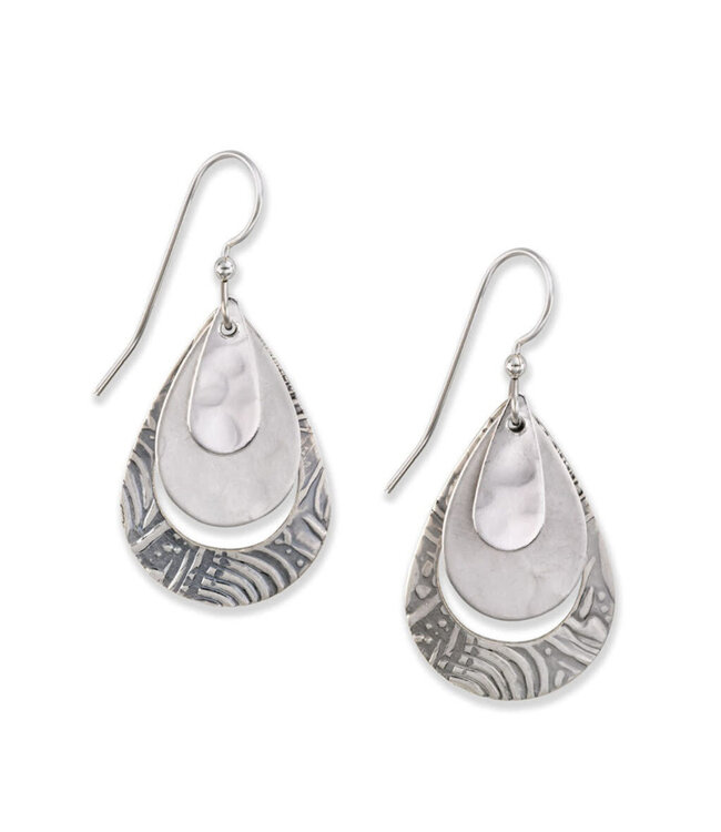 SILVER FOREST Silver Triple Layer Teardrops with Open Space Earrings