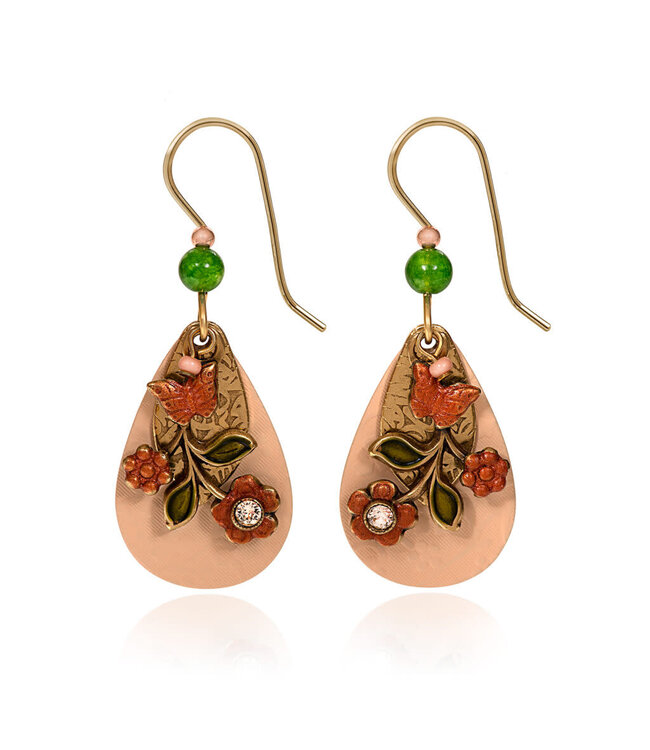 SILVER FOREST Tear with Floral Swag Earrings