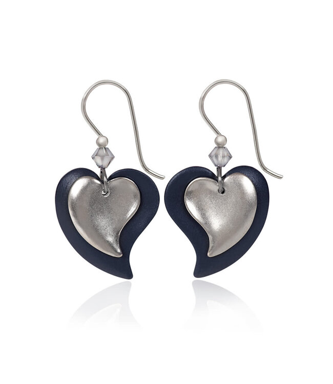 SILVER FOREST Layered Modern Hearts Earrings