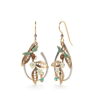 SILVER FOREST Bee & Flowers Open Circle Earrings