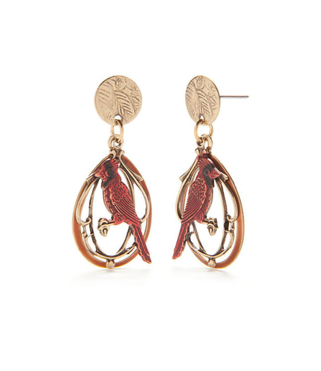 SILVER FOREST Cardinal on Filigree & Tree Earrings