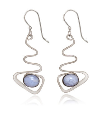 SILVER FOREST Contemporary Zig‑Zag & Cabochon Earrings
