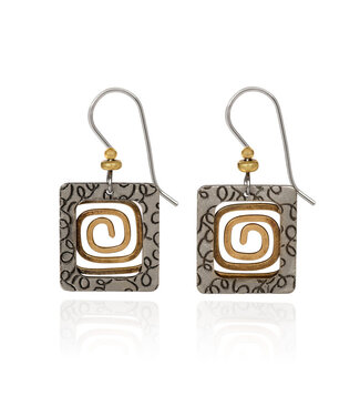 SILVER FOREST Textured Square with Coil Center Earrings