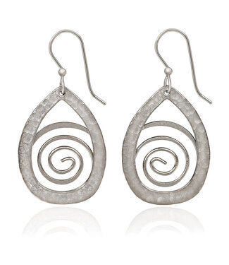 SILVER FOREST Hammered Tear with Coil Earrings