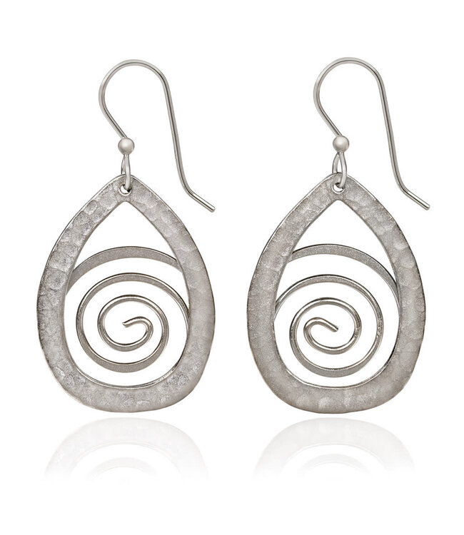 SILVER FOREST Hammered Tear with Coil Earrings
