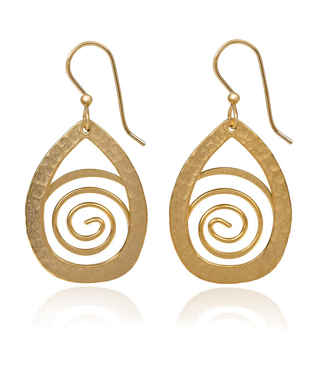 SILVER FOREST Hammered Tear with Coil Gold Earrings