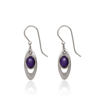 SILVER FOREST Open Long Oval with Cabochon Earrings