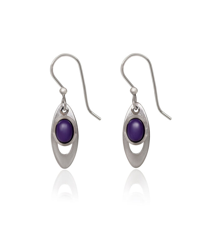 SILVER FOREST Open Long Oval with Cabochon Earrings