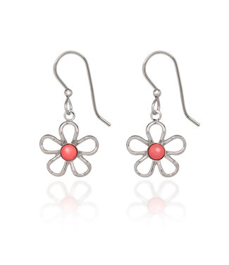 SILVER FOREST Wirey Flower & Cabochon Earrings