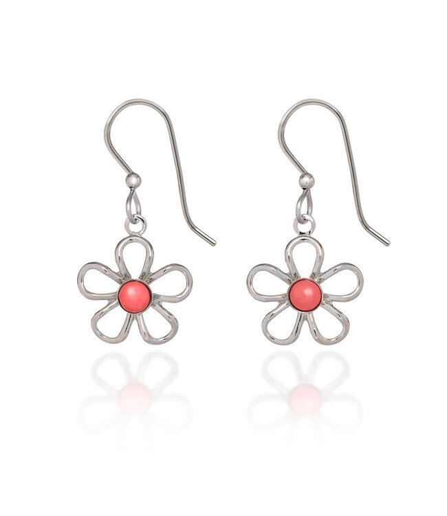 SILVER FOREST Wirey Flower & Cabochon Earrings