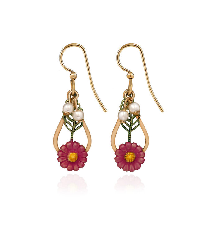 SILVER FOREST Flower & Leaf in Open Tear Earrings