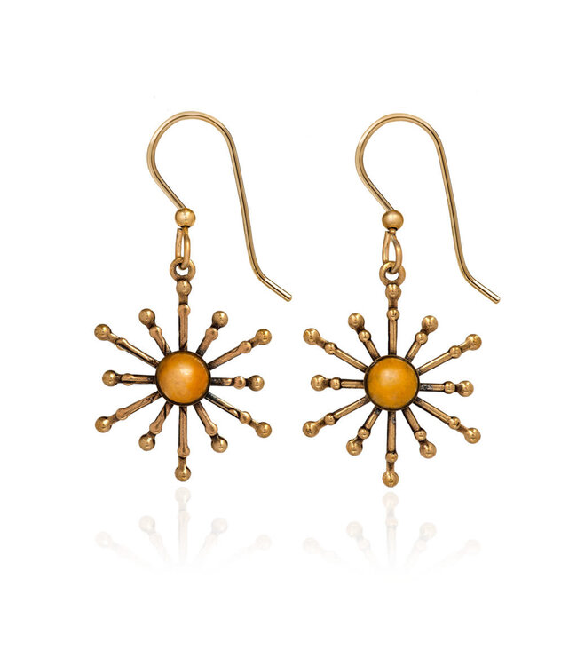SILVER FOREST Spoke & Round Stone Center Earrings