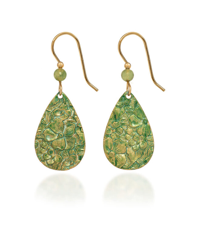 SILVER FOREST Flower Texture On Tear Earrings