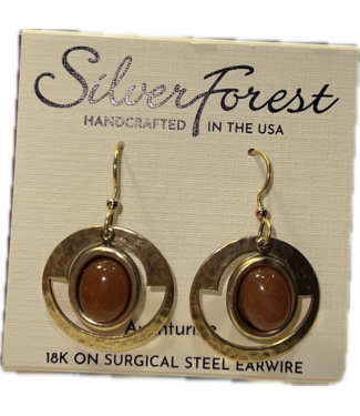 SILVER FOREST Hammered Frame & Oval Stone Earrings