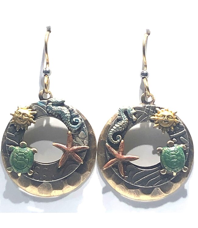 SILVER FOREST Coastal Round Collage Earrings