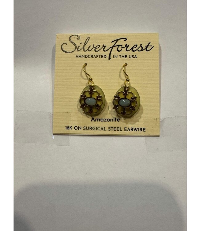 SILVER FOREST Stone on Filigree & Oval Earrings