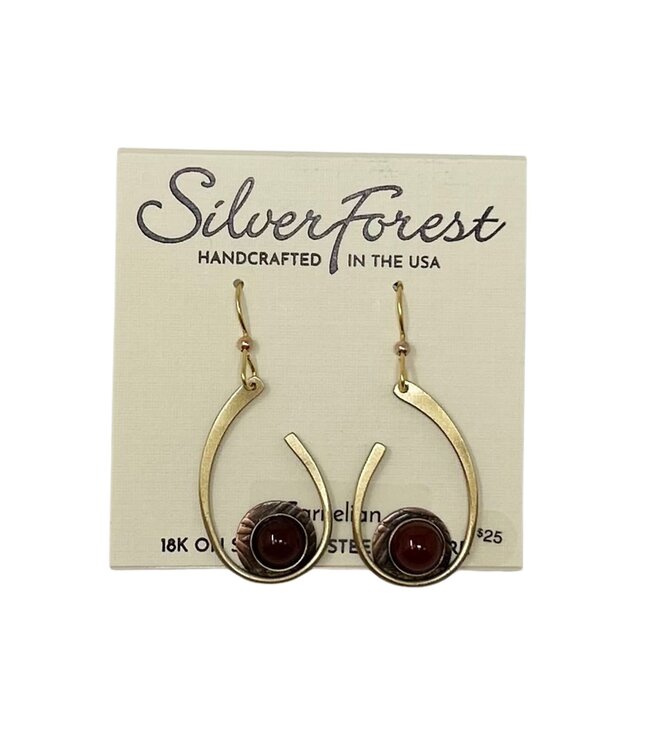 SILVER FOREST Open Curl with Stone Earrings