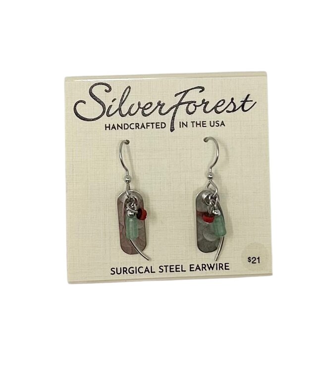 SILVER FOREST Soft Rectangle & Wisp with Beads Earrings