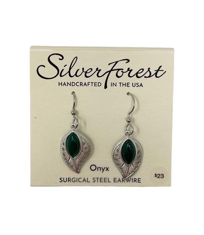 SILVER FOREST Airy Leaf with Stone Earrings